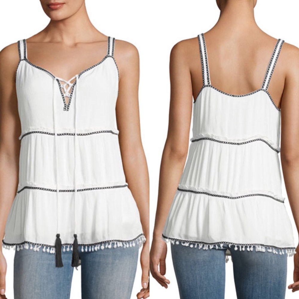 WILLOW & CLAY Contrast Trim Embroidered Tank